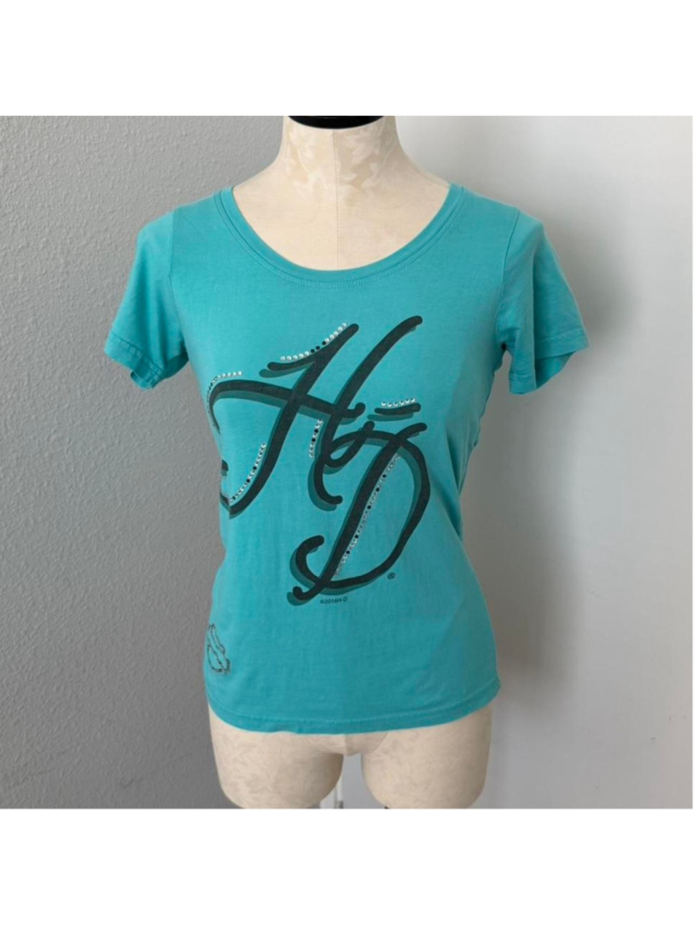Harley Davidson blue rhinestone tee - Size S